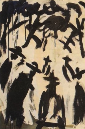 In the graveyard - acrylic on canvas 87 x 63 cm - 1968